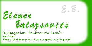 elemer balazsovits business card